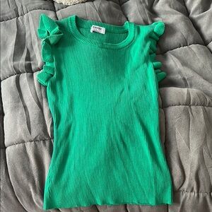 Workshop Republic Clothing Green Ruffle Knit Tank Top
